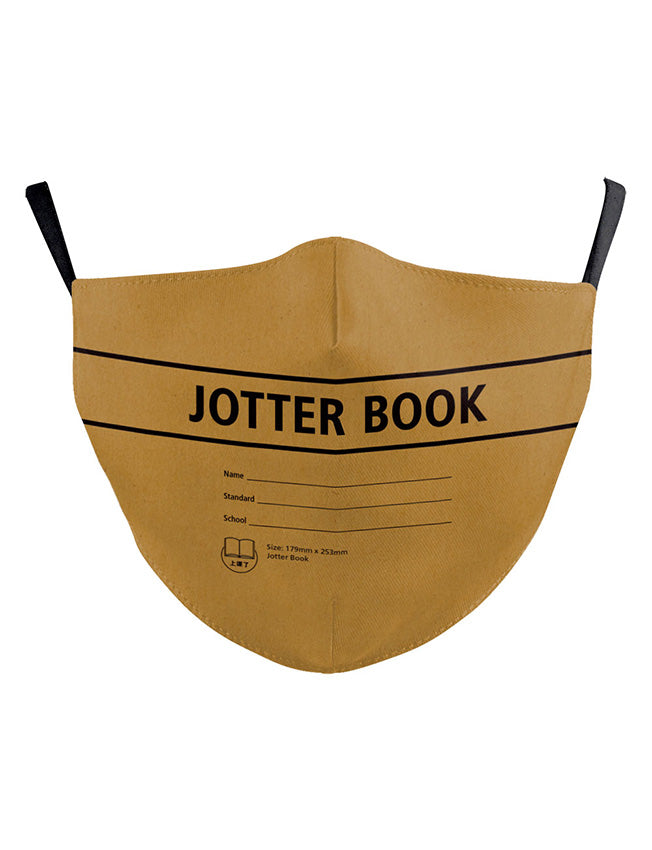 Adult face mask in brown inspired by the nostalgic Jotter Book