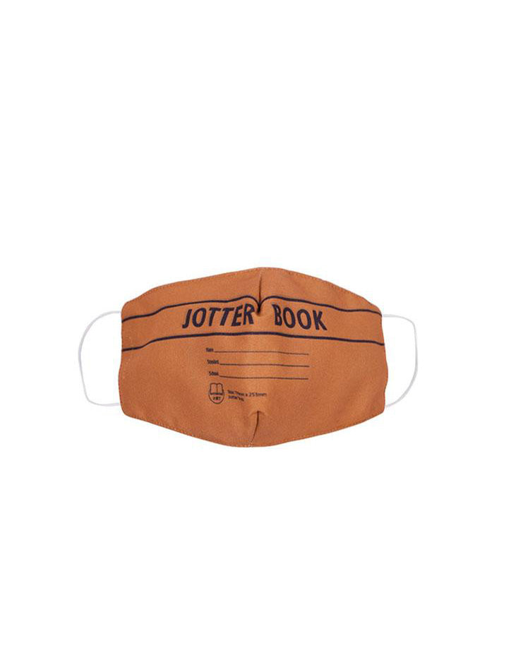 Kids face mask in brown inspired by nostalgic jotter book