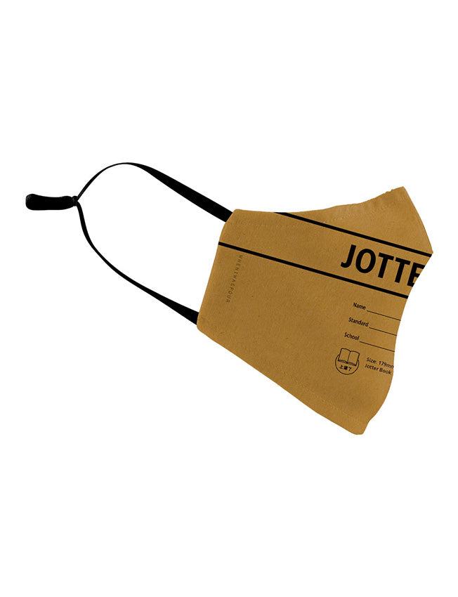 Adult face mask in brown inspired by the nostalgic Jotter Book